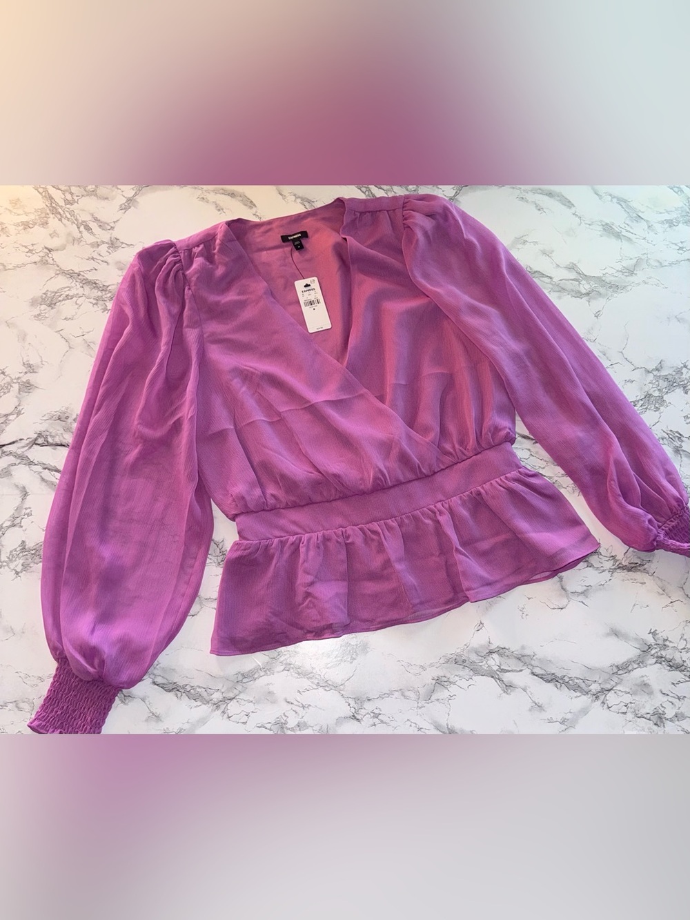 Express Lilac Peplum Top